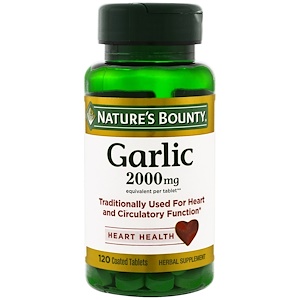 Nature's Bounty, Чеснок, здоровье сердца, 2000 мг, 120 таблеток, покрытых оболочкой