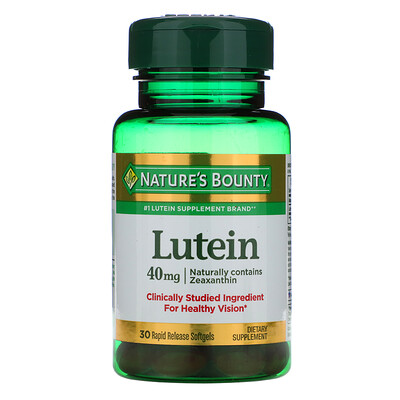 Nature's Bounty Лютеин, 40 мг, 30 мягких желатиновых капсул с быстрым высвобождением