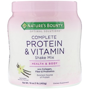 Nature's Bounty, Optimal Solutions, коктейль с полноценными набором протеина и витаминов, со вкусом ванили, 453 г (16 унций)