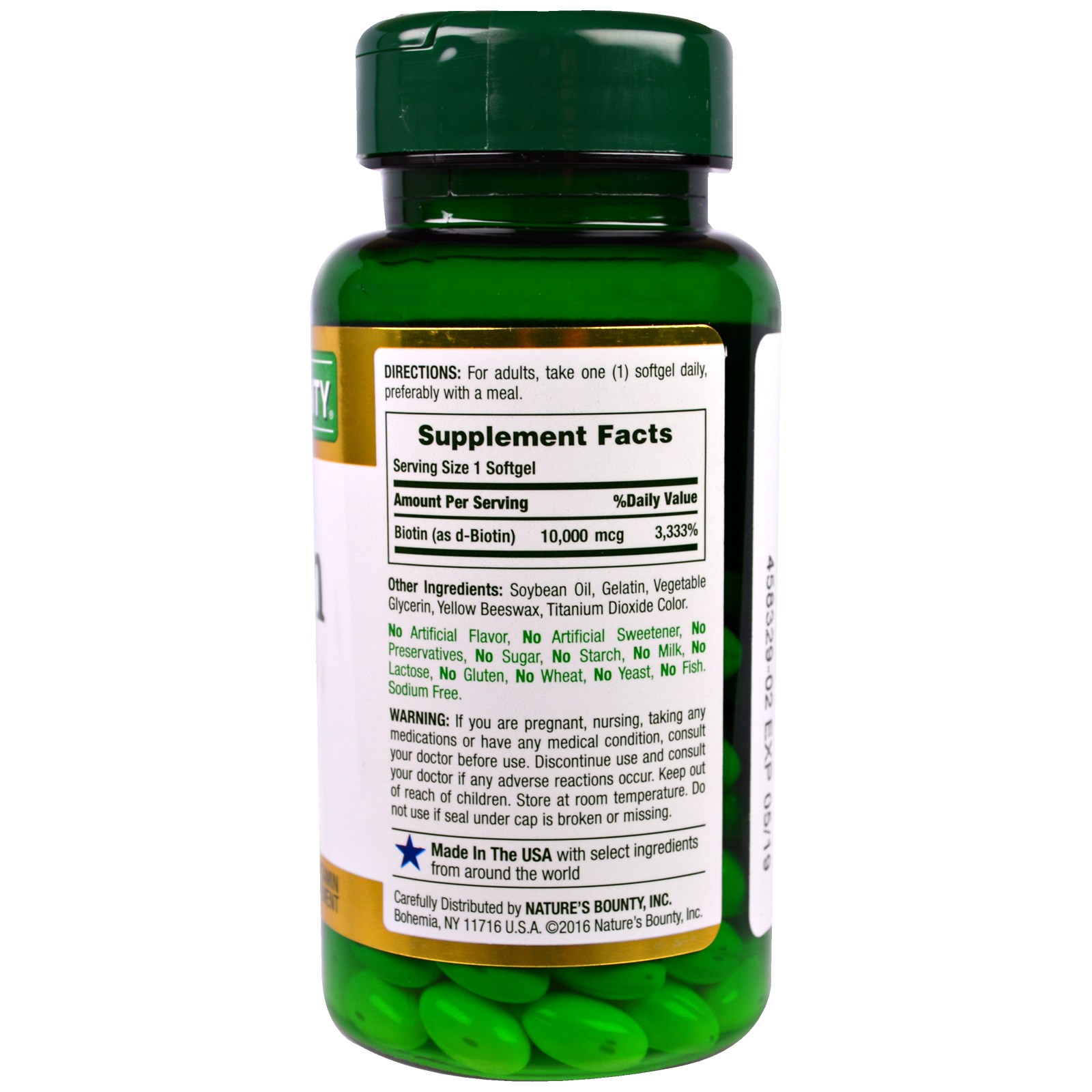 Natures Bounty Biotin 10000 Mcg 120 Rapid Release Softgels 0652