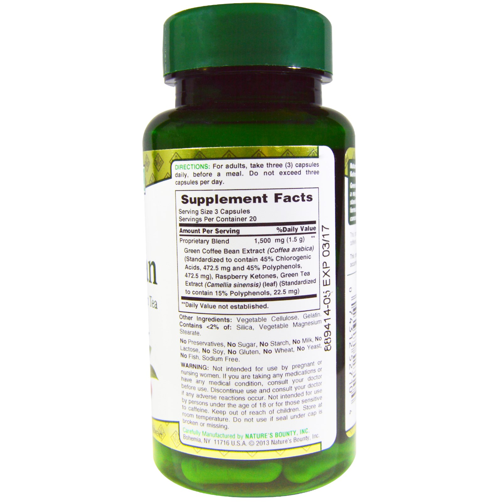 Nature's Bounty, Green Coffee Bean with Raspberry Ketones & Green Tea