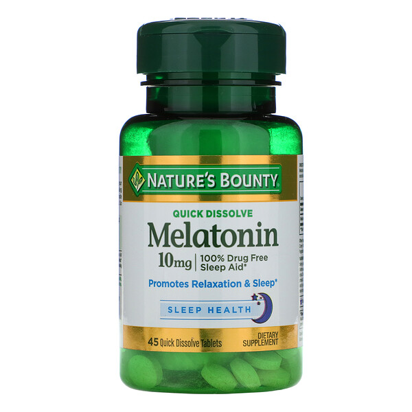 Nature's Bounty, Melatonin, schnell auflösend, 10 mg, 45 schnell auflösende Tabletten