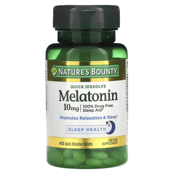 Nature's Bounty, メラトニン、即溶性、10 mg、即溶性 …