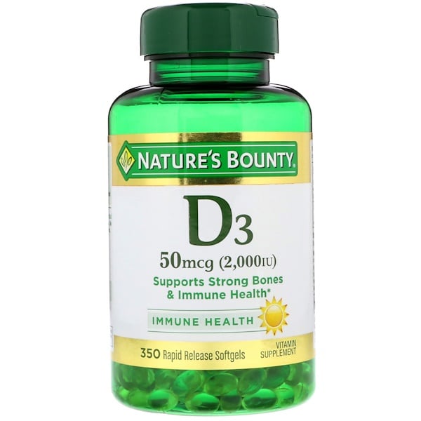 Nature's Bounty, D3, 50 mcg (2000 IU), 350 Softgels - iHerb