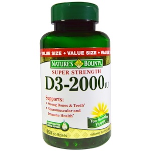 Купить Nature's Bounty, Vitamin D3, 2000 IU, 350 Softgels  на IHerb