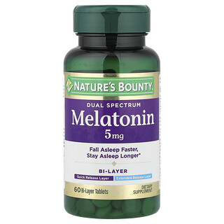 Nature's Bounty, Dobbeltspektret, melatonin, 5 mg, 60 tolags tabletter