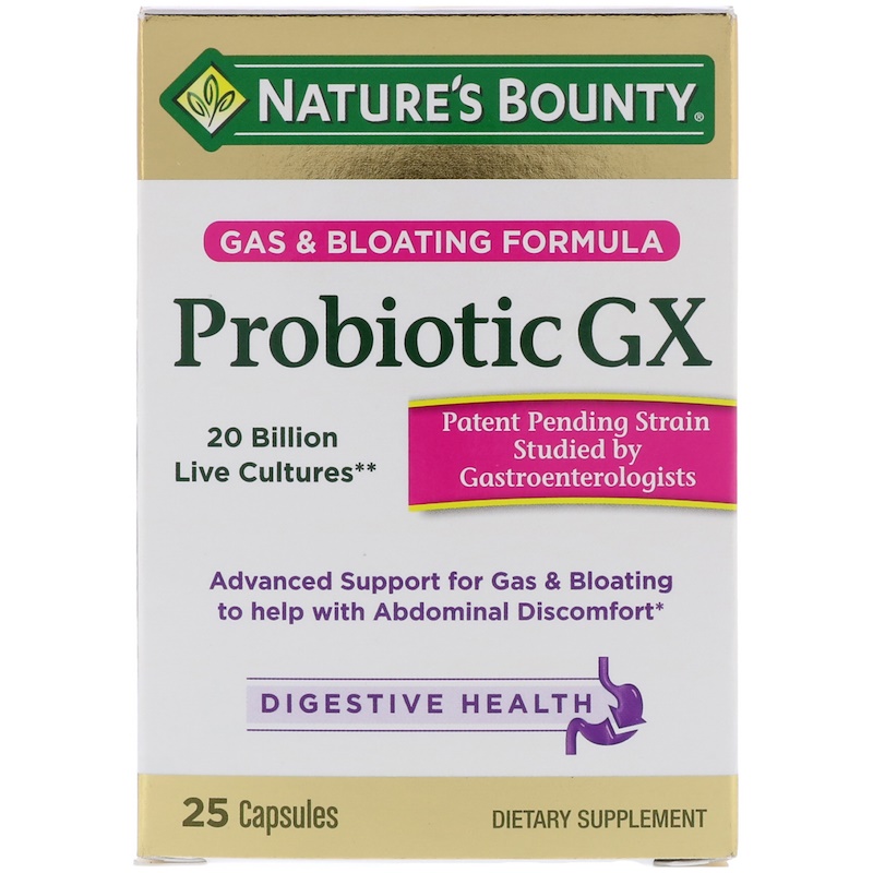 Nature's Bounty, Probiotique GX, Formule gaz et ballonnements, 25
