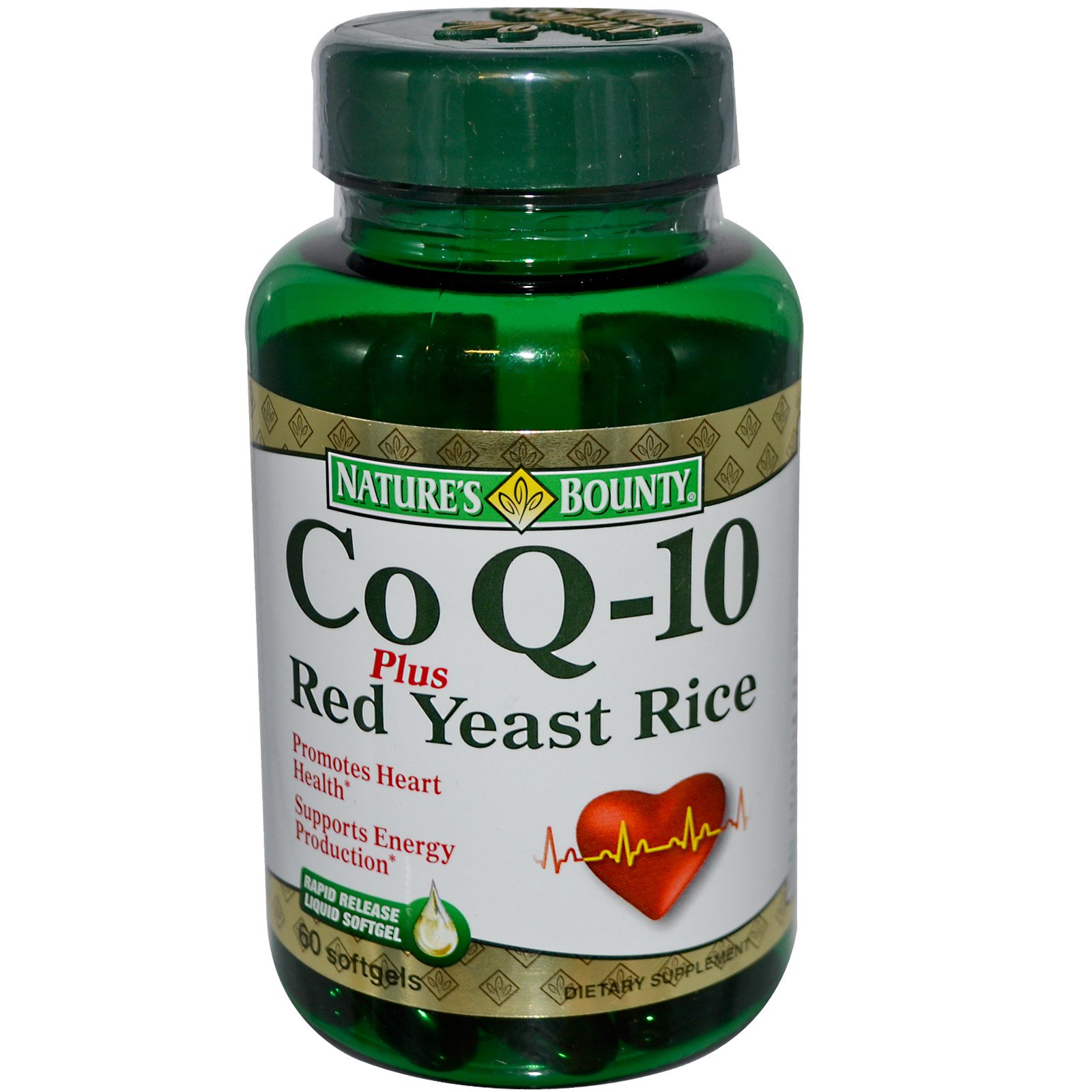 Nature's Bounty, Co Q10 Plus Red Yeast Rice, 60 Softgels
