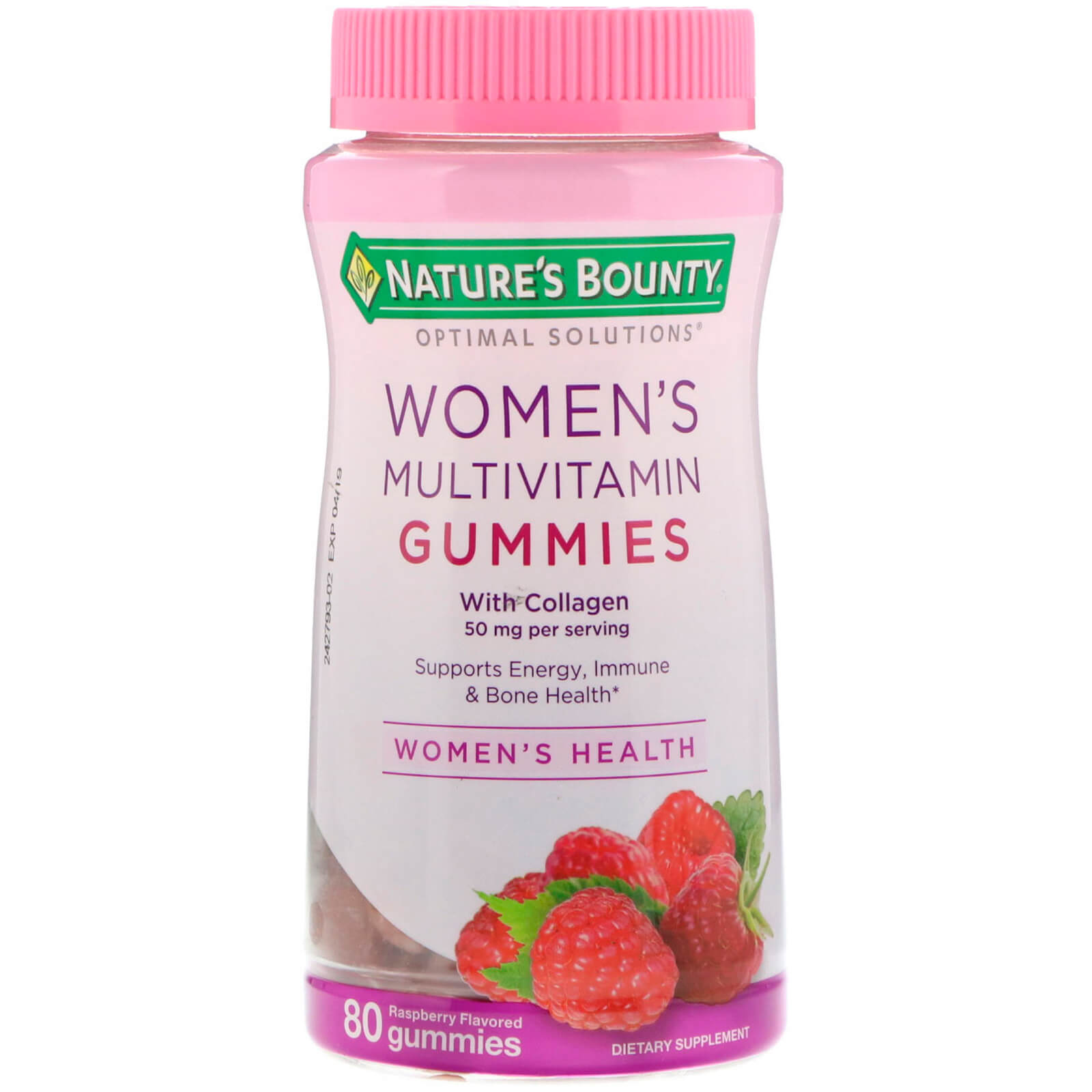 Nature's Bounty, Женские жевательные мультивитамины со вкусом малины, 80 жевательных конфет