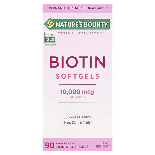 Nature's Bounty Optimal Solutions® биотиновые капсулы 10 000 мкг 90 жидких капсул с быстрым высвобождением