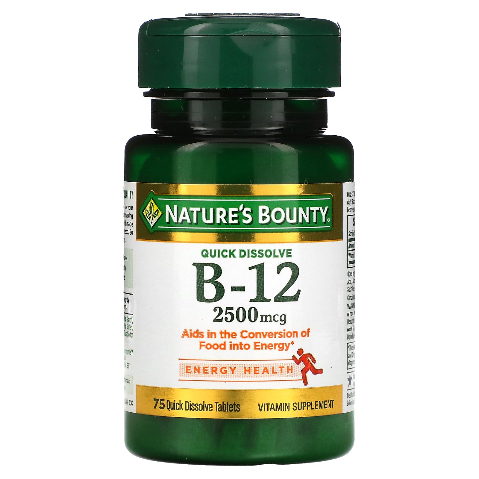 Nature's Bounty, B-12, Natural Cherry, 2,500 Mcg, 75 Quick Dissolve Tablets