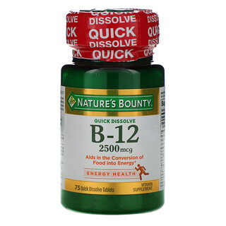 Nature's Bounty, فيتامين ب12، بنكهة الكرز الطبيعي، 2,500 مكجم، 75 قرص سريع الذوبان