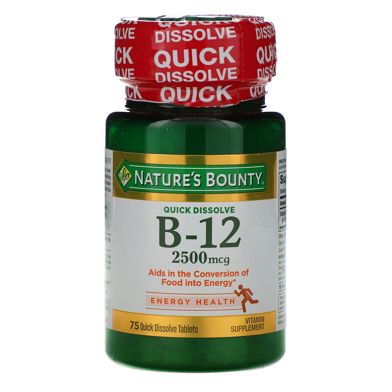 Natures Bounty B 12 Natural Cherry Flavor 2 500 Mcg 75 Quick