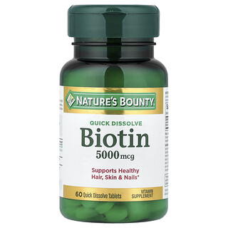 Nature's Bounty, Biotin, eper, 5000 mcg, 60 gyorsan oldódó tabletta