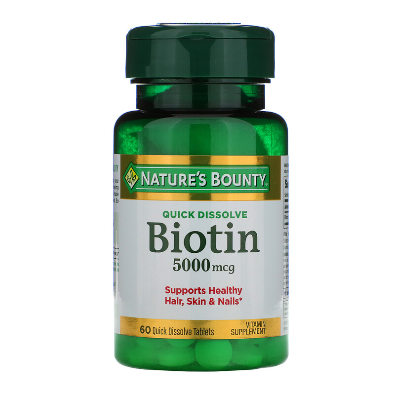 Nature's Bounty, Biotyna, 5000 mcg, 60 tabletek szybko rozpuszczających się