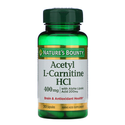 Nature's Bounty Ацетил L-карнитин HCI, 400 мг, 30 капсул