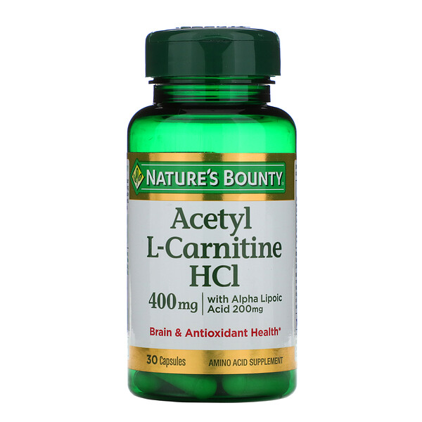 Nature's Bounty, Ацетил L-карнитин HCI, 400 мг, 30 капсул