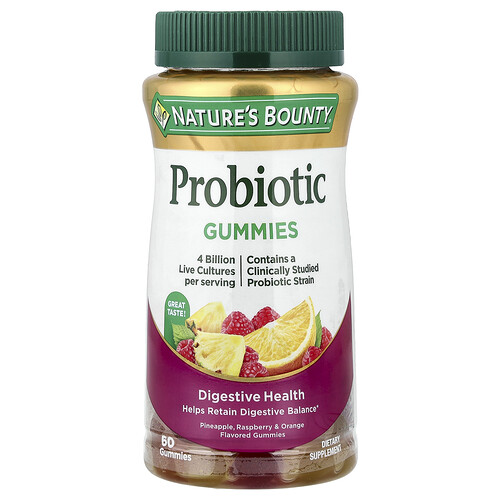 Nature's Bounty, Probiotic Gummies, probiotische Fruchtgummis, Ananas, Himbeere und Orange, 60 Fruchtgummis