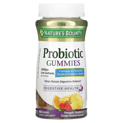 

Nature's Bounty Probiotic Gummies Pineapple Raspberry & Orange 4 Billion 60 Gummies