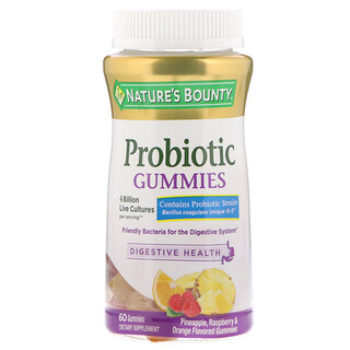 Nature's Bounty, Probiotic Gummies, Pineapple, Raspberry & Orange , 4 Billion Live Cultures, 60 Gummies