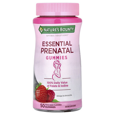 Nature's Bounty, Gomitas prenatales esenciales, Bayas mixtas, 50 gomitas