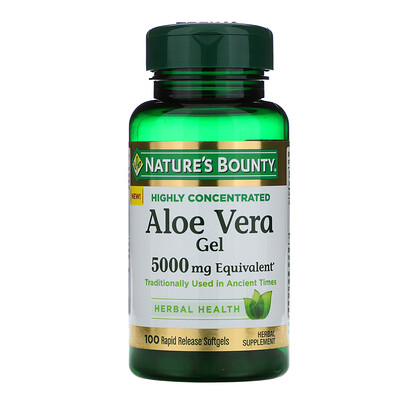 Nature's Bounty Aloe Vera Gel, 5,000 mg Equivalent, 100 Rapid Release Softgels