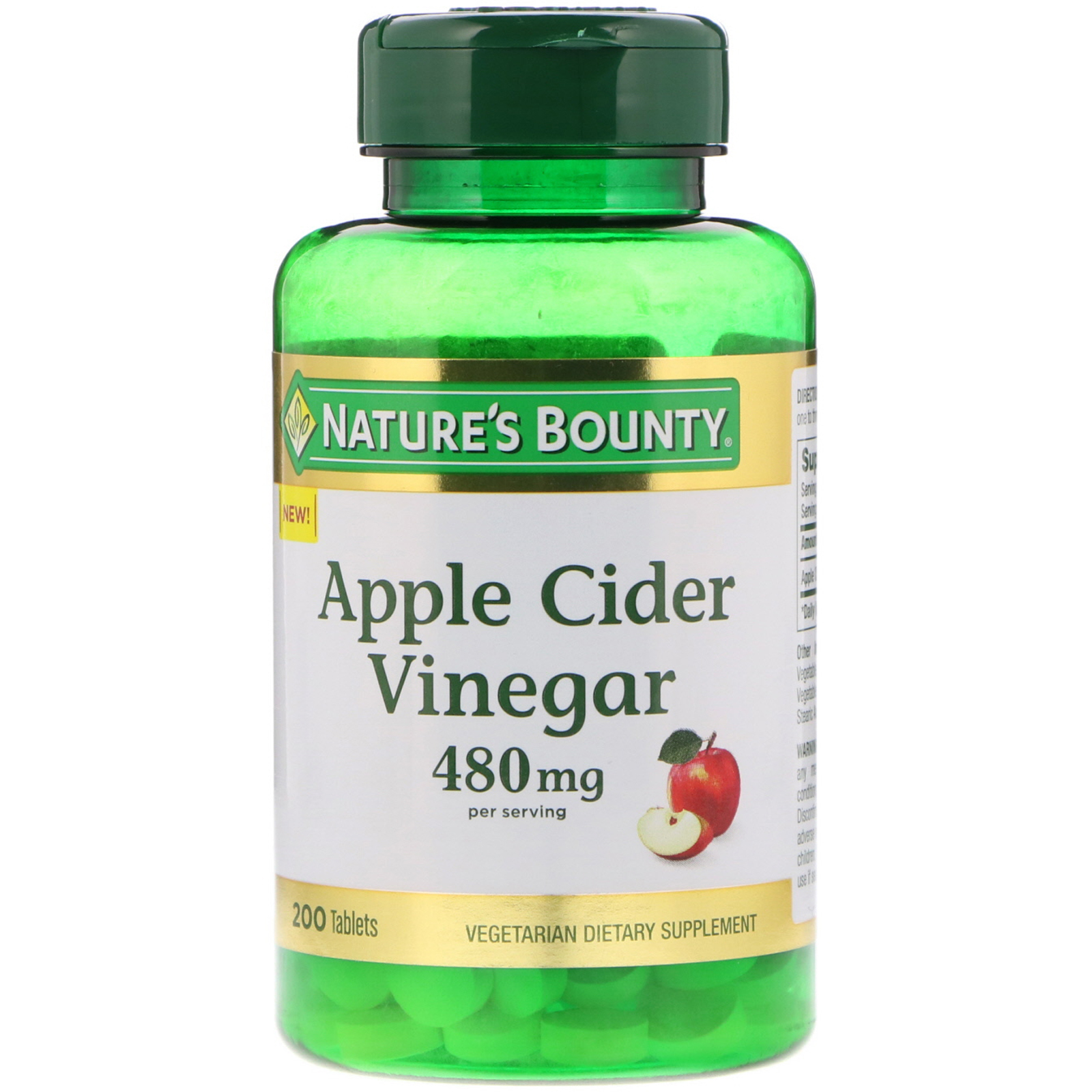 Nature's Bounty, Apple Cider Vinegar, 480 mg, 200 Tablets - iHerb.com