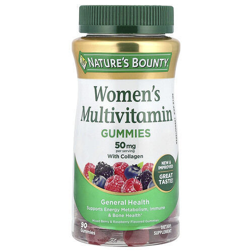 Nature's Bounty, Women's Multivitamin Gummies, Multivitamin-Fruchtgummis für Frauen, gemischte Beeren und Himbeere, 90 Fruchtgummis