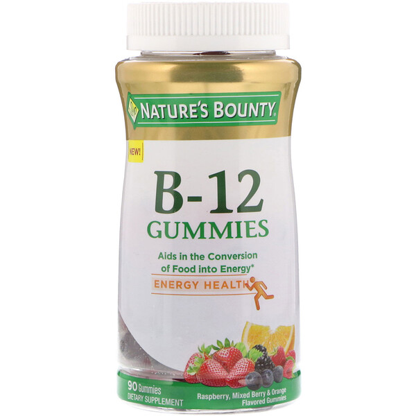 Nature's Bounty, Vitamin B-12 Gummies, Raspberry, Mixed Berry & Orange ...