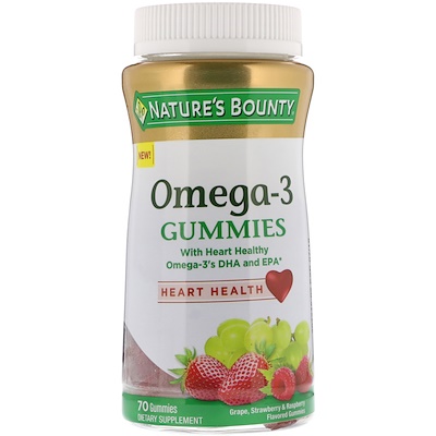 Nature's Bounty Жевательные таблетки с Омега-3, виноград, со вкусом клубники и малины, 70 жевательных таблеток