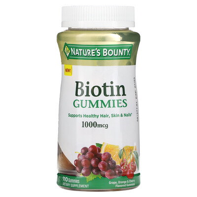 

Nature's Bounty Biotin Gummies Grape Orange & Cherry 1 000 mcg 110 Gummies