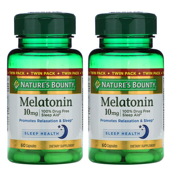 Melatonin, Twin Pack, 10 mg, 60 Capsules Each