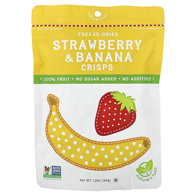 Nature's Turn, Bocadillos liofilizados de fresa y plátano, 34 g (1,2 oz)