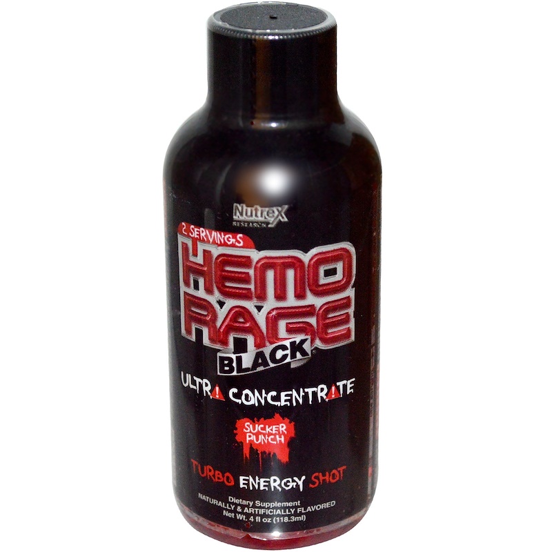 Nutrex Research, Hemo-Rage Black, Turbo Energy Shot, Sucker Punch, 12 ...
