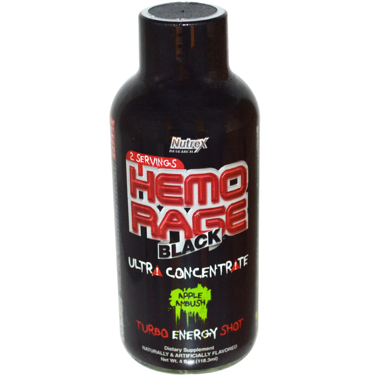 Nutrex Research, Hemo-Rage Black, Turbo Energy Shot, Apple Ambush, 12 ...