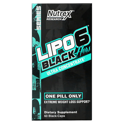 Nutrex Research LIPO-6 Black для женщин, ультраконцентрат, 60 черных капсул