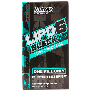 Nutrex Research, LIPO-6 Black Hers para mujeres, Ultraconcentrado, 60 cápsulas negras
