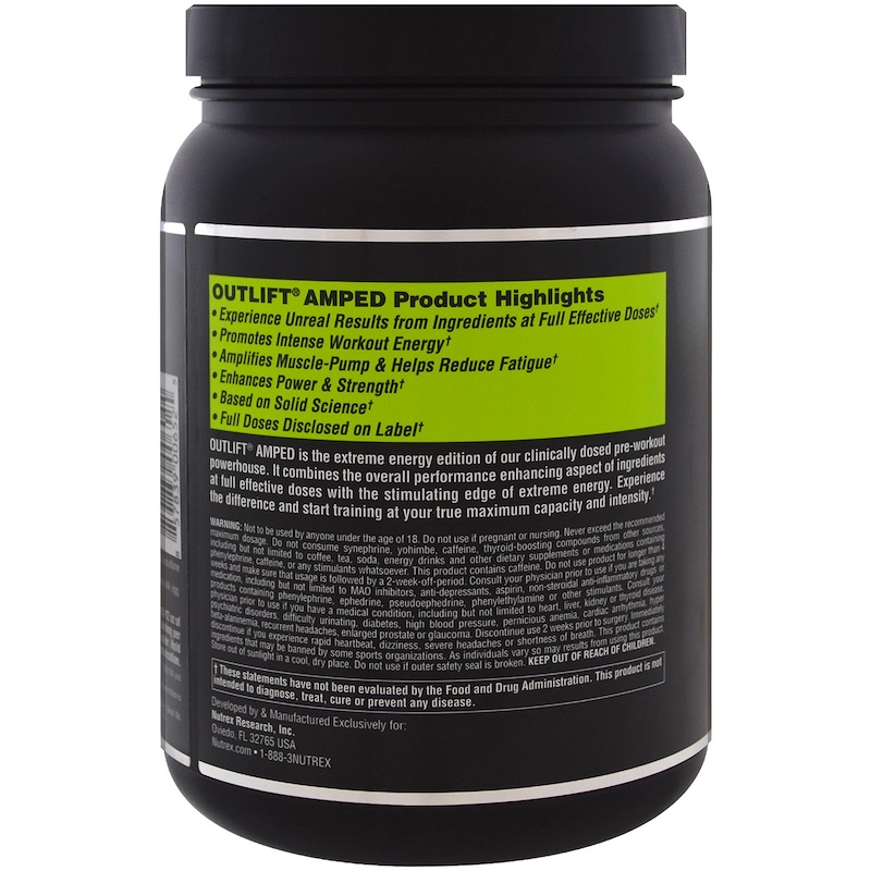 Nutrex Research, Outlift Amped, PreWorkout Powerhouse