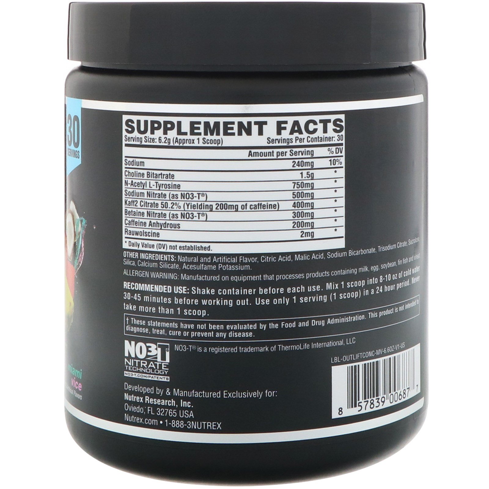 Nutrex Research, Outlift Concentrate, Explosive Performance Pre-Workout