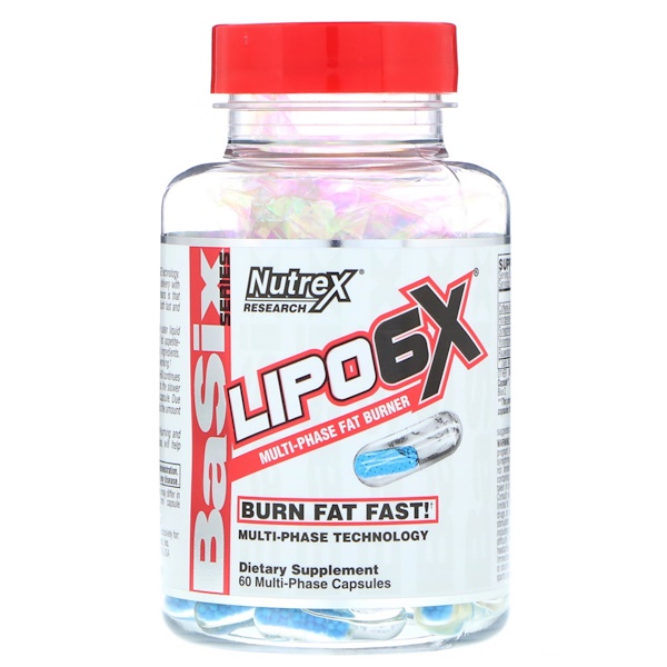 Nutrex Research, Lipo-6X, Multi-Phase Fat Burner, 60 Capsules - iHerb