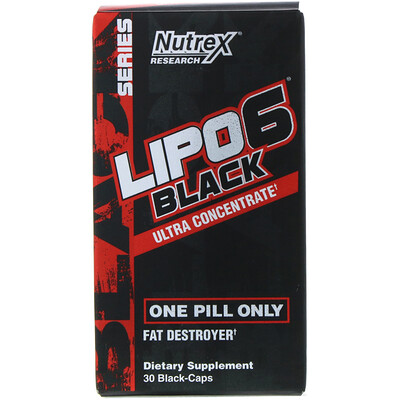 Nutrex Research Lipo-6 Black, ультраконцентрат, 30 черных капсул