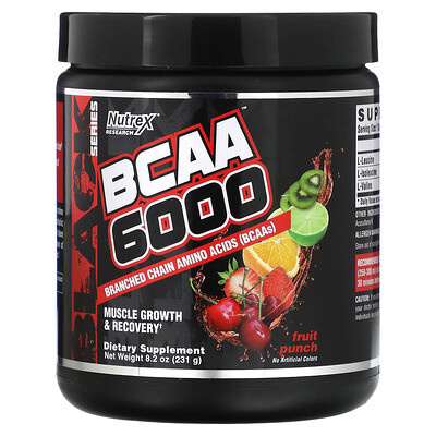 

Nutrex Research BCAA 6000 Fruit Punch 8.2 oz (231 g)