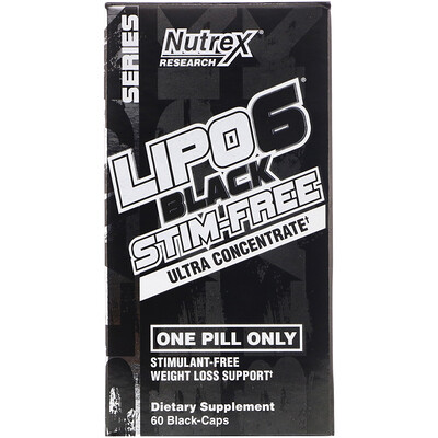 Nutrex Research LIPO-6 Black Stim-Free, ультраконцентрат для снижения веса без стимуляторов, 60 черных капсул