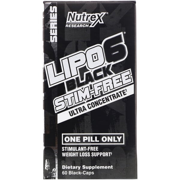 Nutrex Research, Lipo-6 Black Stim-Free, Ultra Concentrate, 60 Black-Caps