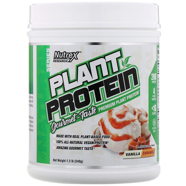 Nutrex Research, 네추럴 시리즈, 식물 단백질, 바닐라 캐러멜, 1.2 lb(540 g)