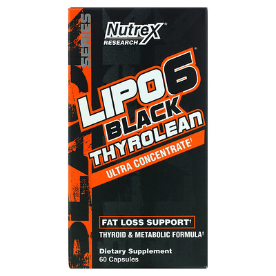 Nutrex Research LIPO-6 черный тиролин, поддержка для снижения веса, 60 капсул