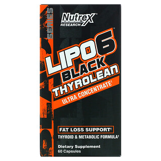 Nutrex Research, LIPO-6 черный тиролин, поддержка для снижения веса, 60 капсул