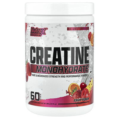 Nutrex Research, Monohidrato de creatina, Ponche de frutas, 390 g (13,76 oz)