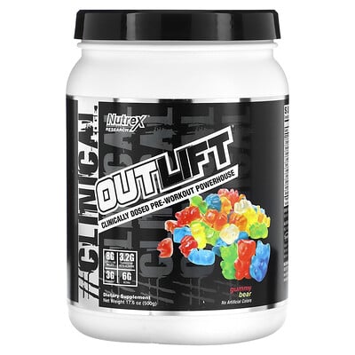 

Nutrex Research Outlift Clinically Dosed Pre-Workout Powerhouse Gummy Bear 17.6 oz (500 g)