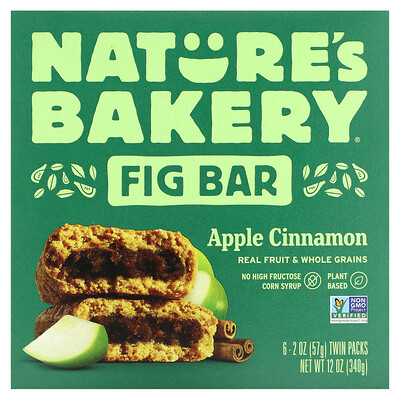 

Nature's Bakery, Fig Bar, Apple Cinnamon, 6 Twin Packs, 2 oz (57 g) Each